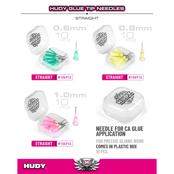 106912 Hudy Glue Tip Needle 0.6mm - Straight (10)