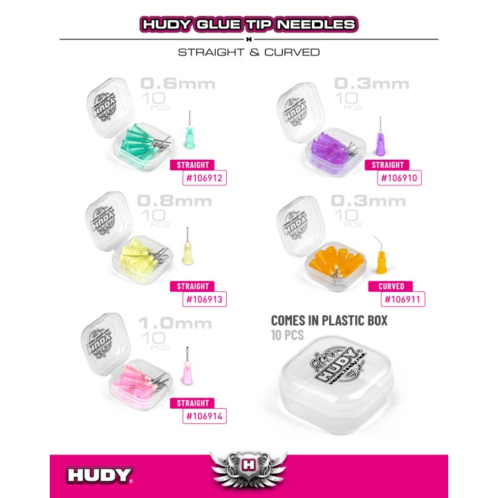 106912 Hudy Glue Tip Needle 0.6mm - Straight (10)