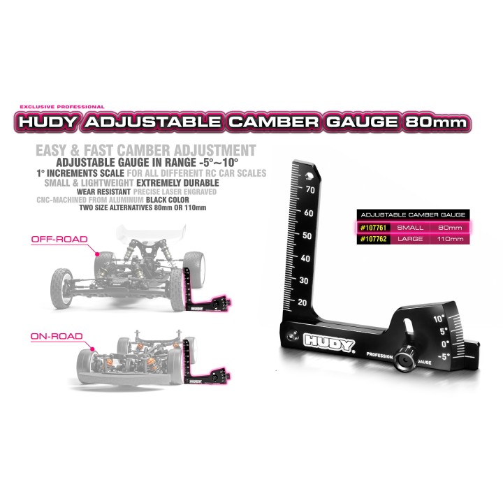 107761 Hudy Adjustable Camber Gauge 80mm