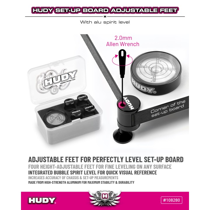 108280 Hudy 10mm Set-Up Board Level Adjustable Feet (4)