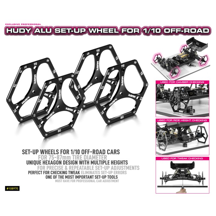 108970 Hudy Alu Set-Up Wheel For 1/10 Off-Road (4)