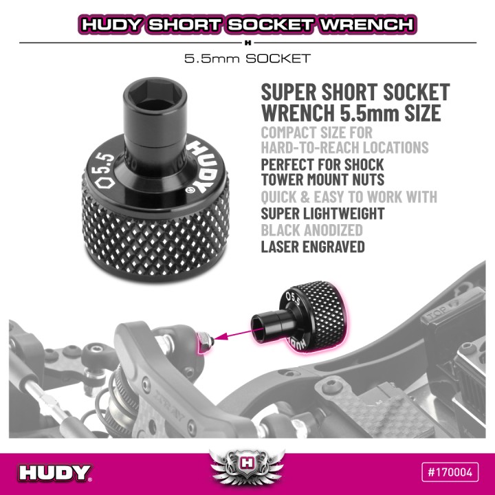 170004 Hudy Short Socket Wrench # 5.5mm