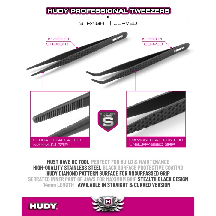188971 Hudy Professional Tweezers Curved