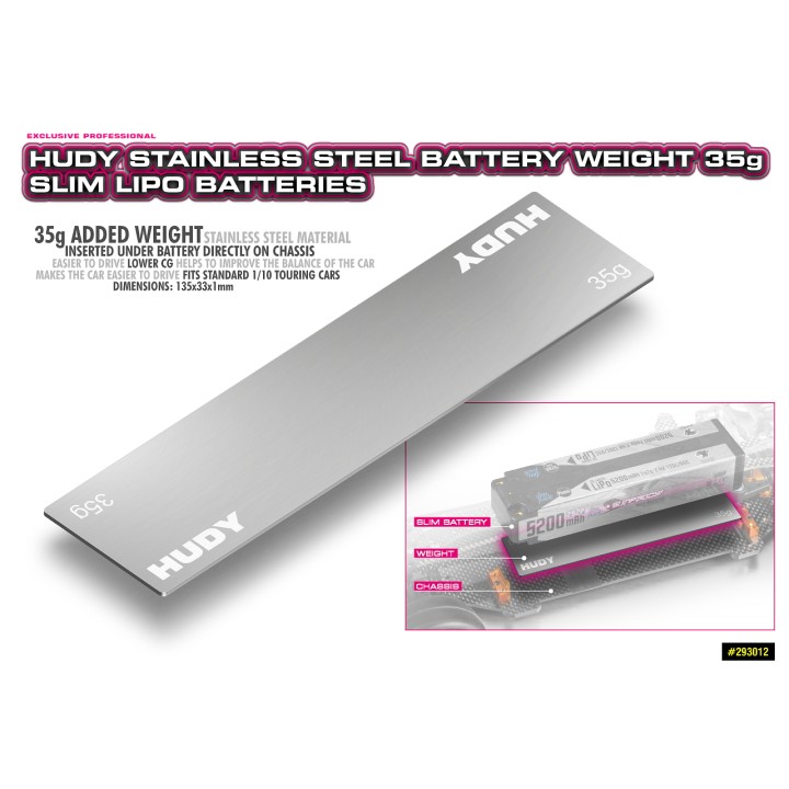 293012 Hudy Battery Weight 35G - Slim Lipo Batteries