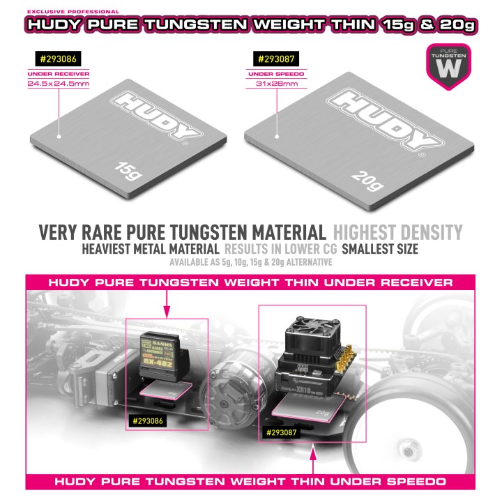 293086 Hudy Pure Tungsten Weight Thin - 24.5X24.5mm - 15G