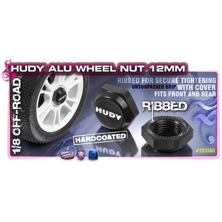 293560 Hudy Alu Wheel Nut With Cover - Ribbed (2)