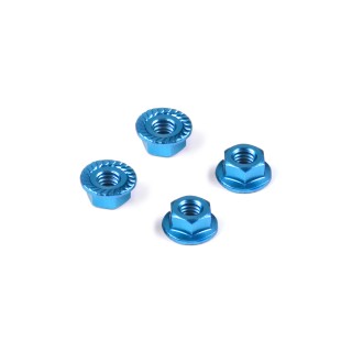 296541-B Hudy Alu Nut M4 With Serrated Flange - Blue (4)