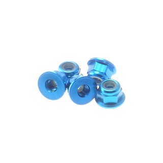 69237 Hiro Seiko 3mm Alloy Flange Nylon Nut [Tamiya-Blue]