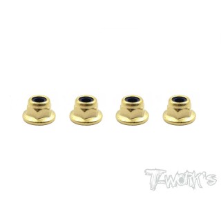 GSS-3FLN T-Works Golden Plated Flat M3 Lock Nuts (4Pcs.)