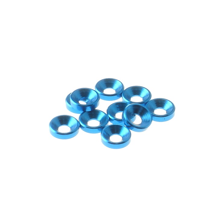 69249 Hiro Seiko 3mm Alloy Countersunk Washer [Tamiya-Blue]