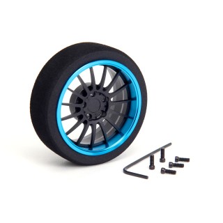 69719 Hiro Seiko Alu Steering Mf Wheel 15-Spoke [Fbk+T-Blue]