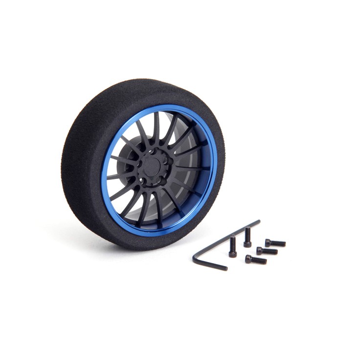 69720 Hiro Seiko Alu Steering Mf Wheel 15-Spoke [Fbk+Y-Blue]
